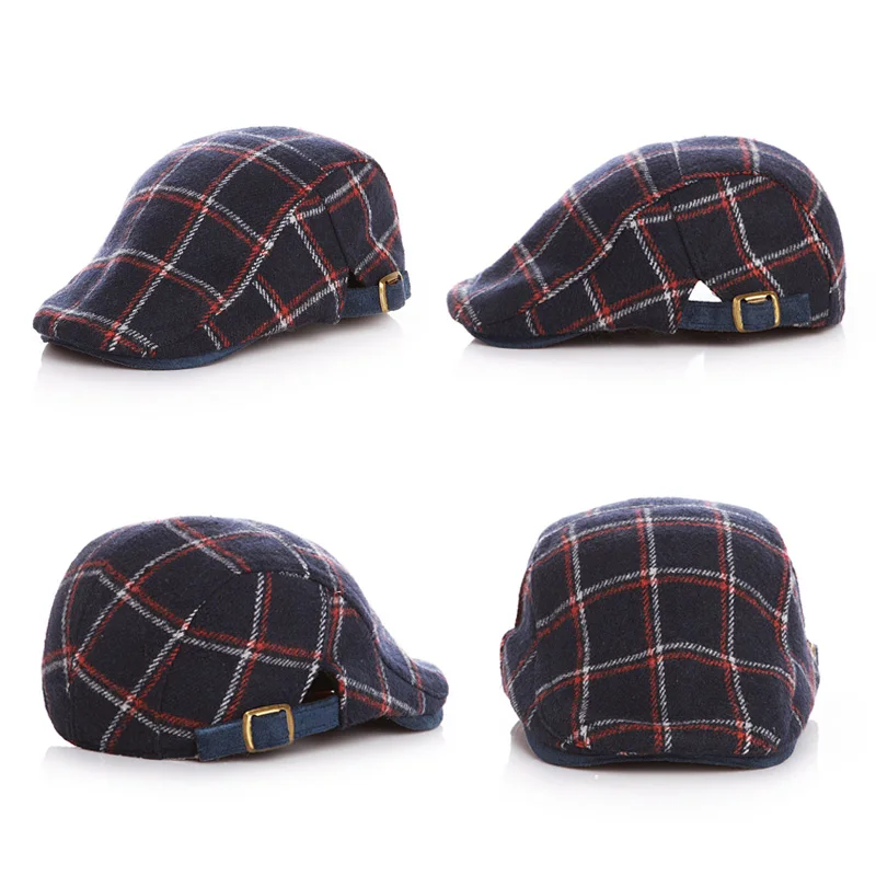 Wollen Kids Pet Voor Jongens Meisjes Plaid Winter Baby Boy Hoed Herfst Vintage Baret Cap Voor Kinderen Baby Hoed Baby Accessoires 1-10y