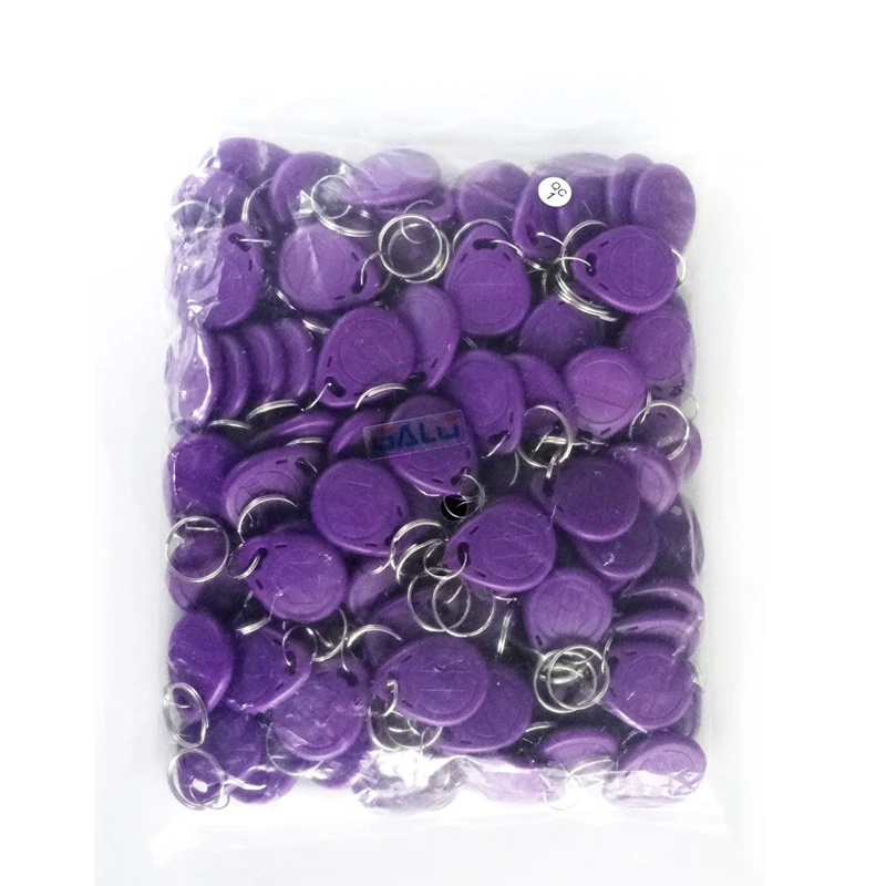 KINJOIN 100pcs/Bag 125Khz RFID Tag Proximity Keyfobs Ring Access Control Card 6 Colour for Access Control Card Reader