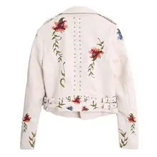 Women's Floral Faux Leather Jacket #5