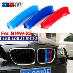 ZEMAR 3pcs ABS For BMW X5 E70 E53 F15 G05 Car Racing Grille Strip Trim Clip M Performance Accessories 2016 2017 2018 2019 2020