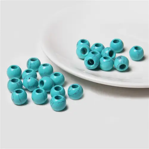 10pcs/Lot 8x14mm 5mm Big Hole Natural Round Jades Jaspe Stone Crystal Spacer Beads Charm Pendant For Jewelry Making Accessories - Image 15