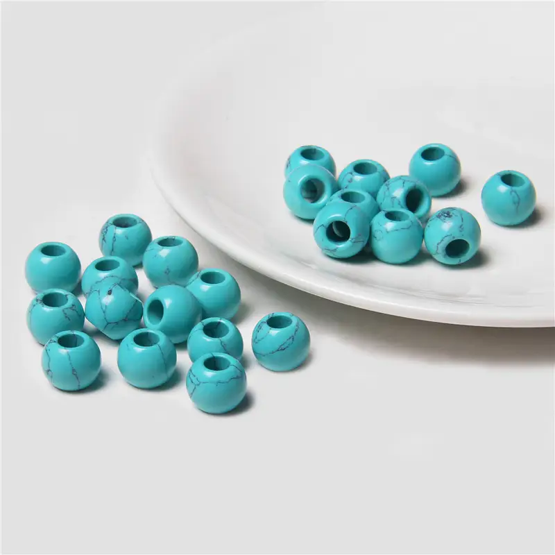 10pcs/Lot 8x14mm 5mm Big Hole Natural Round Jades Jaspe Stone Crystal Spacer Beads Charm Pendant For Jewelry Making Accessories - Image 15