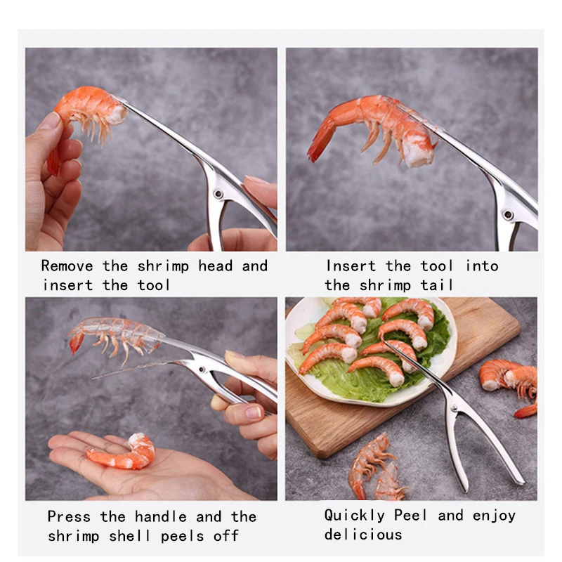 Stainless Steel Shrimp Peeler Tong Prawn Crayfish Peeling Plier Portable Shrimp Opener Lobster Remover Peel Kitchen Seafood Tool