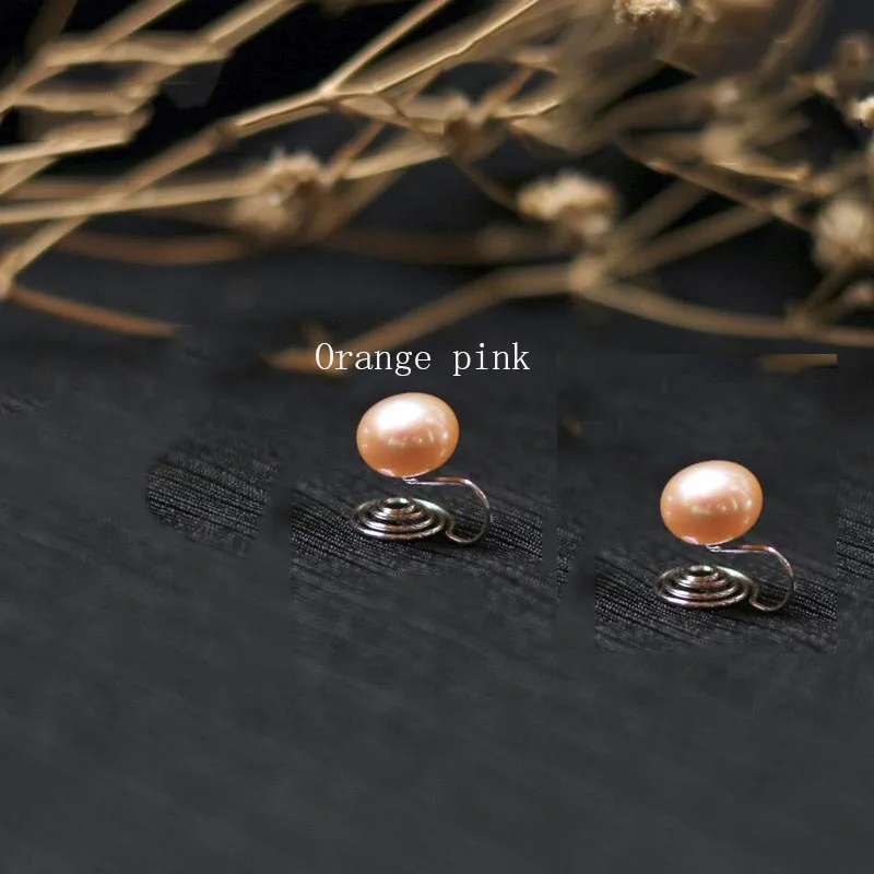 GRACE JUN 8MM Freshwater Pearl Clip on Earrings No Pierced Women Party Wedding Fashion Luxury Ear Cuff Earrings Not Allergenic