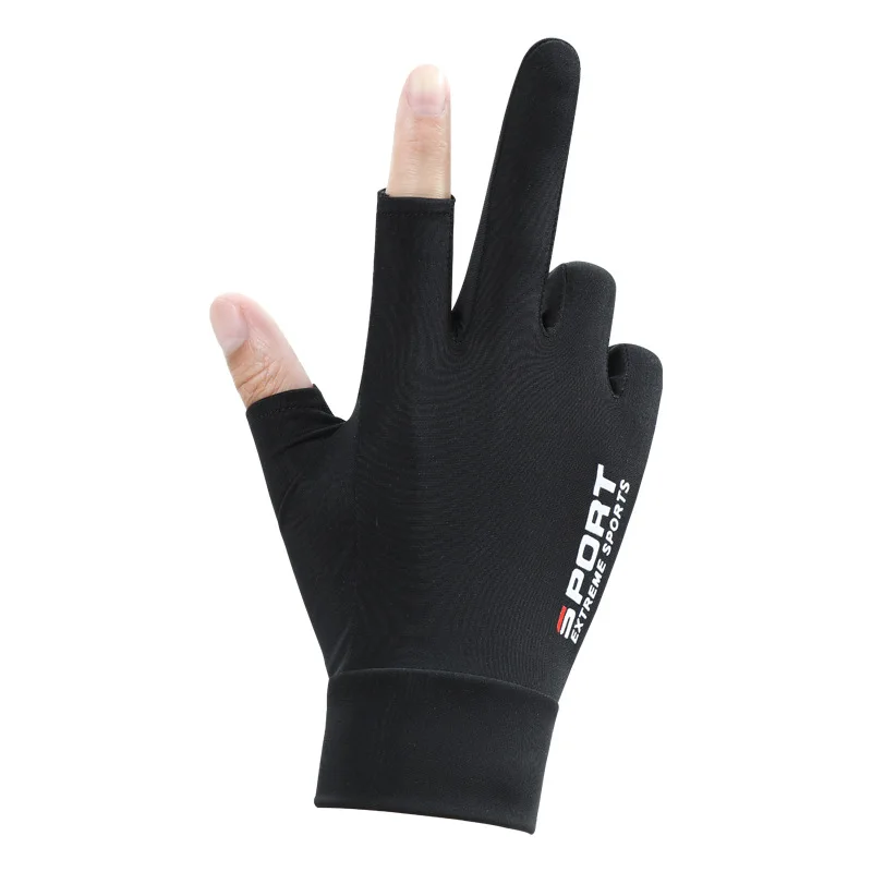 Gloves Men Summer Ice Silk Sun Proction Driving Nonslip Breathable Thin Fingerless Cycling Fishing Two Half Fingers Women Gloves