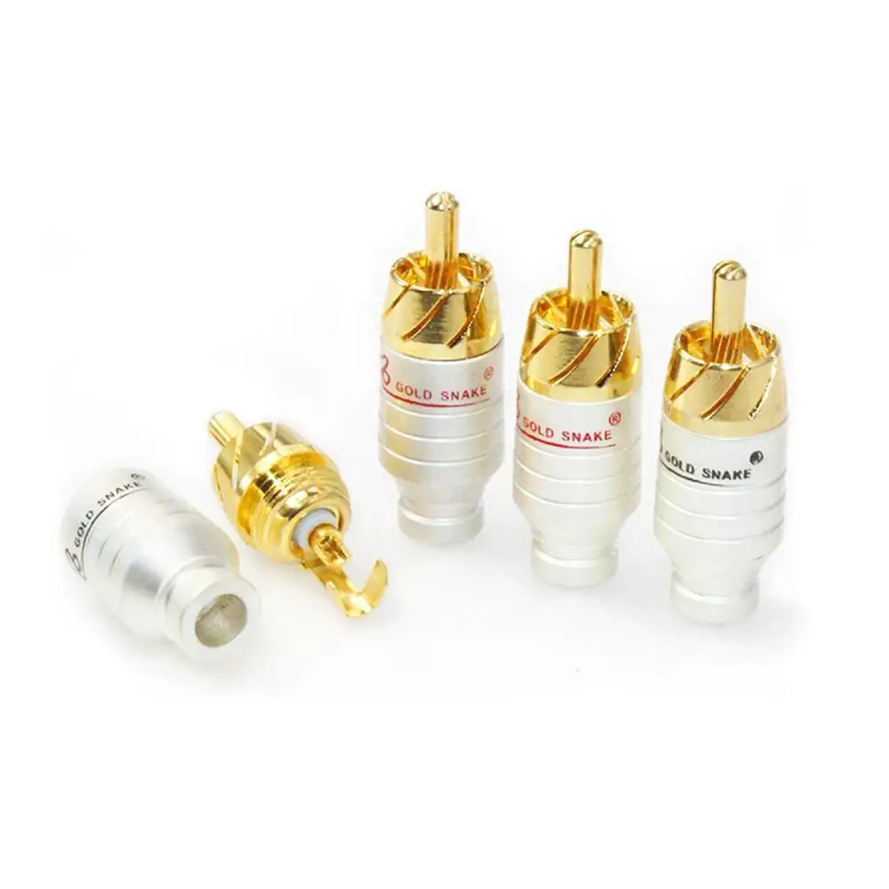 Haldane 8pcs/lot HIFI Brass Soldering Audio Video RCA plug Connector RCA Audio Plug Socket for Interconnect Cable