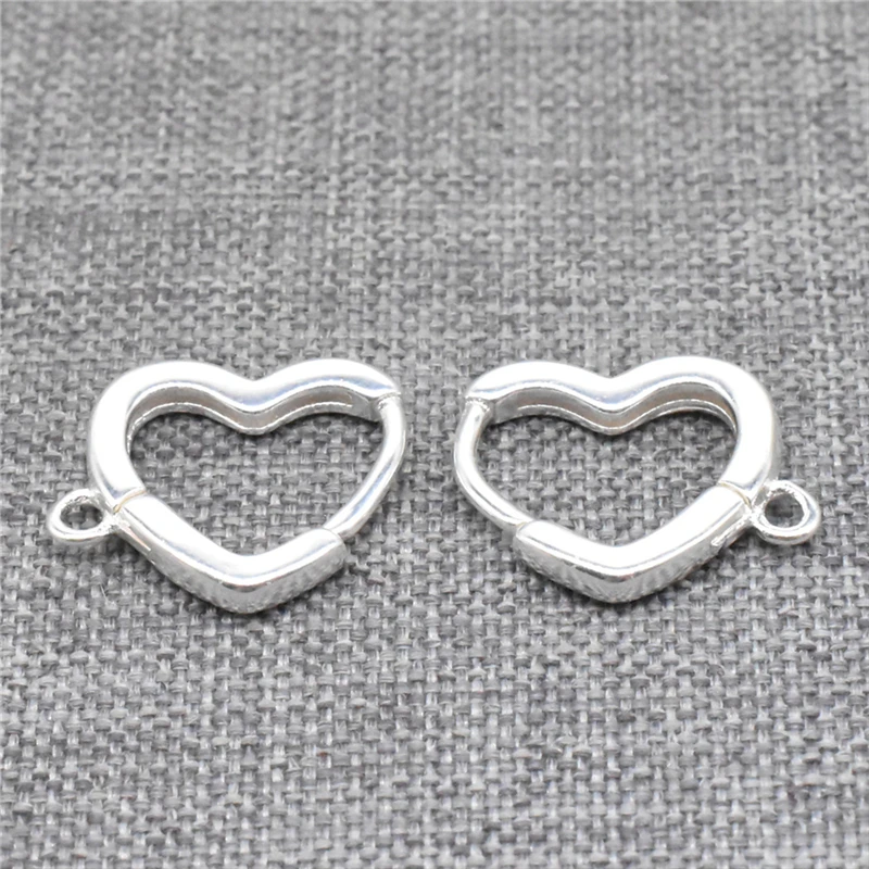 2 Pairs 925 Sterling Silver Love Heart Earring Hoops with Loop Ear Wires