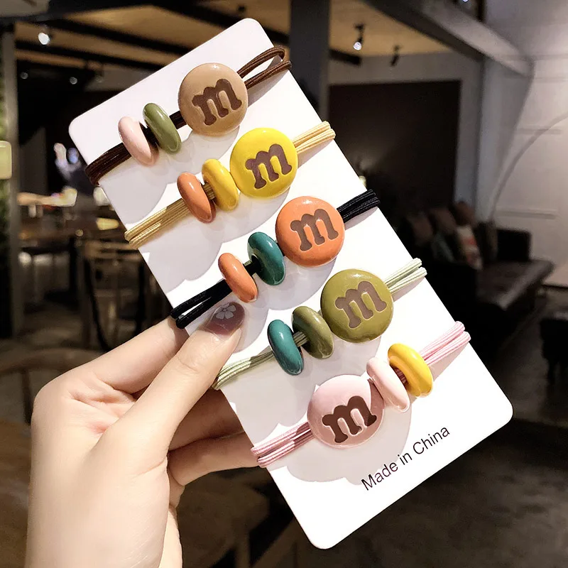 M Candy Colour Elastic Hair Bands for women Rubber Hair Rope Tie Girls Hair Scrunchie Ponytail Holder Accessories image 2