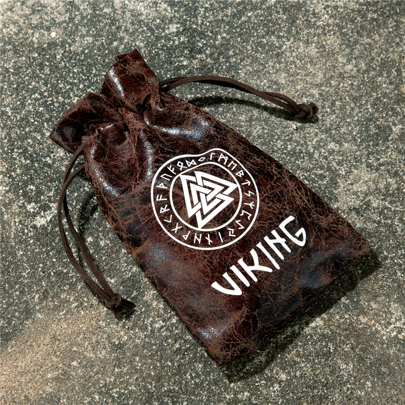 Cajas de madera Natural vikingas, bolsas de cuero PU Retro, embalaje de joyería de lujo, caja de almacenamiento Vintage hecha a mano, organizador