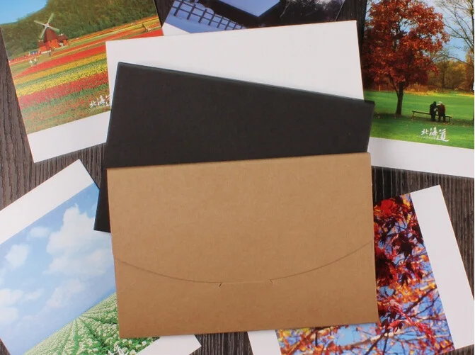 50pcs/lot 3 Colors Vintage Blank Kraft Paper DIY Multifunction Envelope postcard box Package paper wholesale