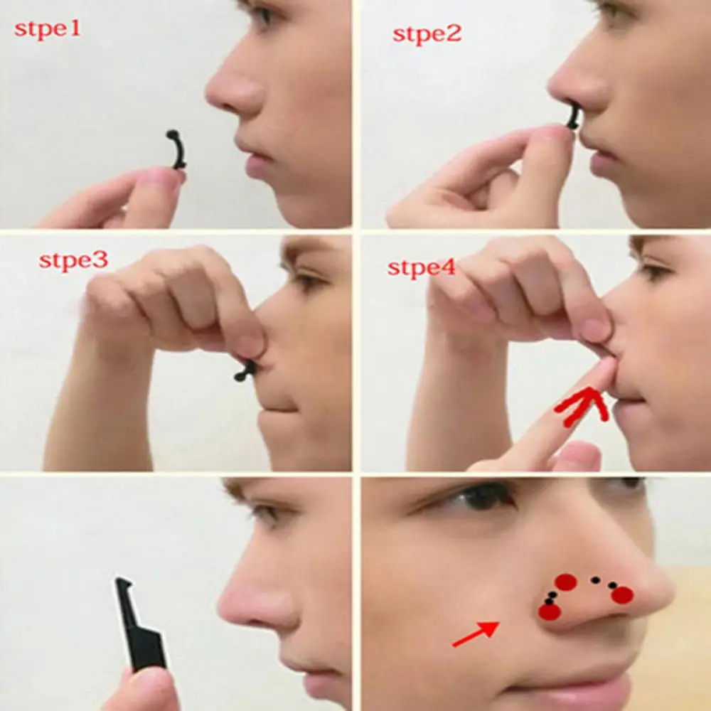 6pcs/set Nose Clip Corrector Massage Tool Nose Up Lifting Shaping Clip Clipper Shaper Bridge Straightening Women Girl Nose Massa