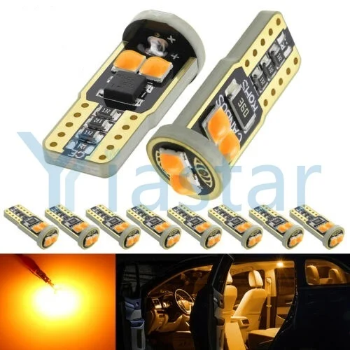 100X T10 LED W5W 194 3030 6SMD Canbus No Error Car Interior Light LED Instrument Lights Bulb Wedge light 12V 6000K White Yellow