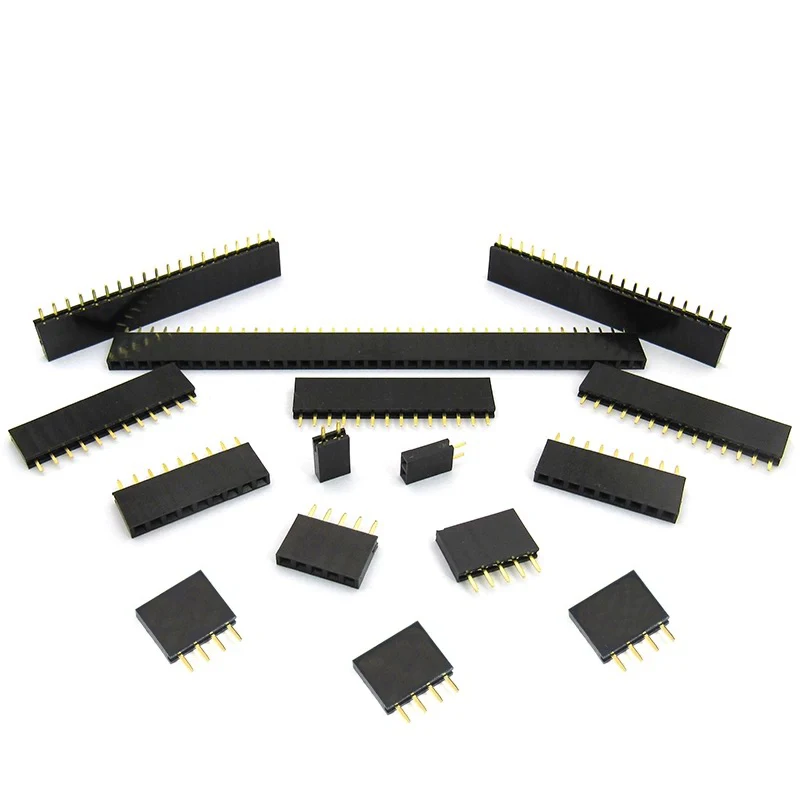 10PCS 2.54mm Single Row Pin Female Pin Header Socket 1*2p 3p 4p 5p 6p 7p 8p 9p 10p 12p 14p 16p 20p 40p Pin Connector