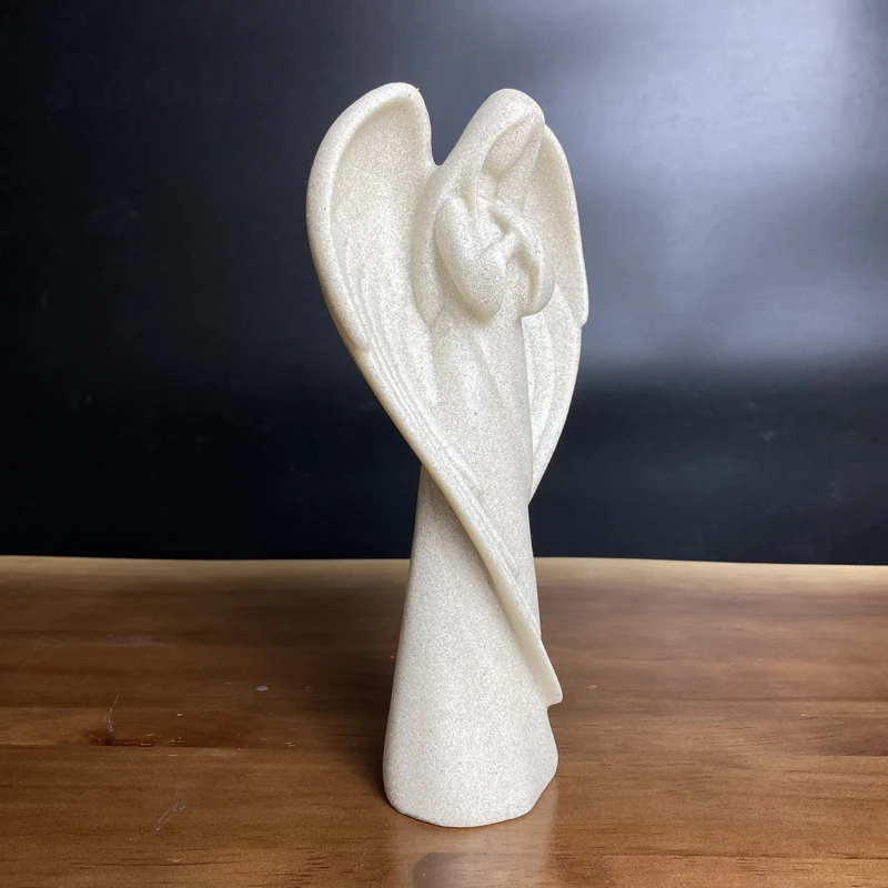 NORTHUEINS Resin Prayer Angel Statue Sandstone Wing Girl Figurines for Interior Home Living Room Tabletop Decoration Accessories