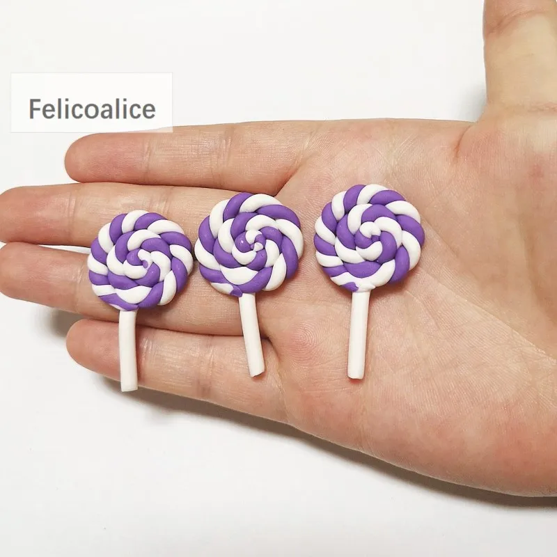 8 Stück Cabochons aus Kunstharz mit flacher Rückseite, Pastell-Konfetti-Charms, Süßigkeiten, Lutscher, Süßigkeiten, weicher Ton für Kinder, DIY-Telefondekoration – Detail 14