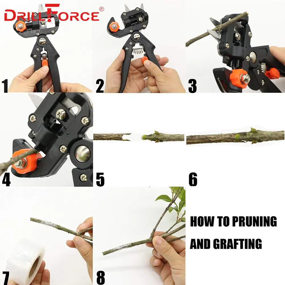 Drillforce Garden Grafting Tool Farming Pruning Shears Scissor Fruit Tree Vaccination Secateurs Pruning Cutting Garden Tools