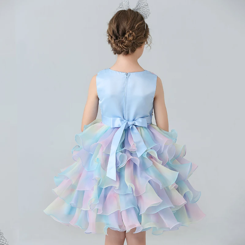 Girl's Princess dress Children's Day Birthday Party Rainbow Layered skirt Autumn style Dress