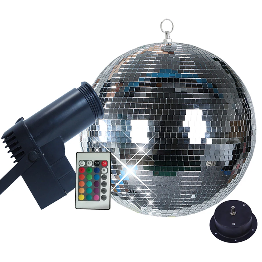 Thrisdar Rotating Mirror Disco Ball party Light With 10W RGB Beam Pinspot Stage Light With Remote Holiday Xmas KTV Mirror Ball