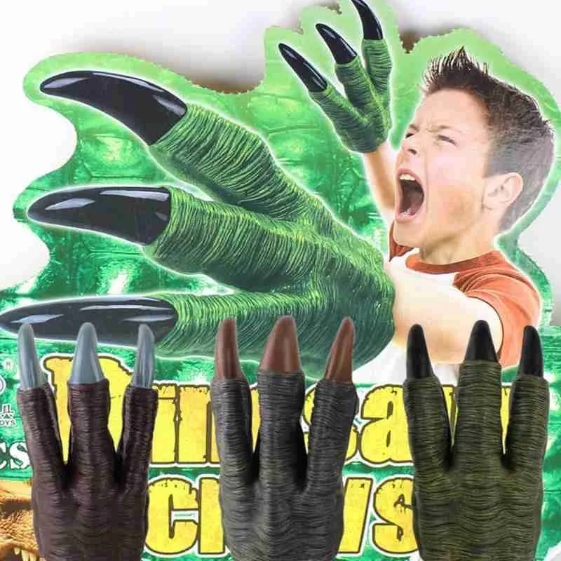 Dinosaur Claw Gloves Cosplay Jurassic Play Model Halloween Werewolf Trick Children Toys Kids Party Gift Prop Hands Q4H5