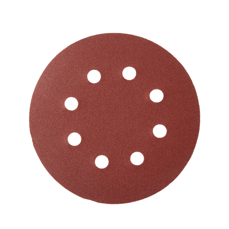 100pcs 125mm dischi abrasivi di forma rotonda gancio ad anello carta abrasiva foglio di lucidatura carta vetrata levigatrice a 8 fori tampone di lucidatura carta vetrata