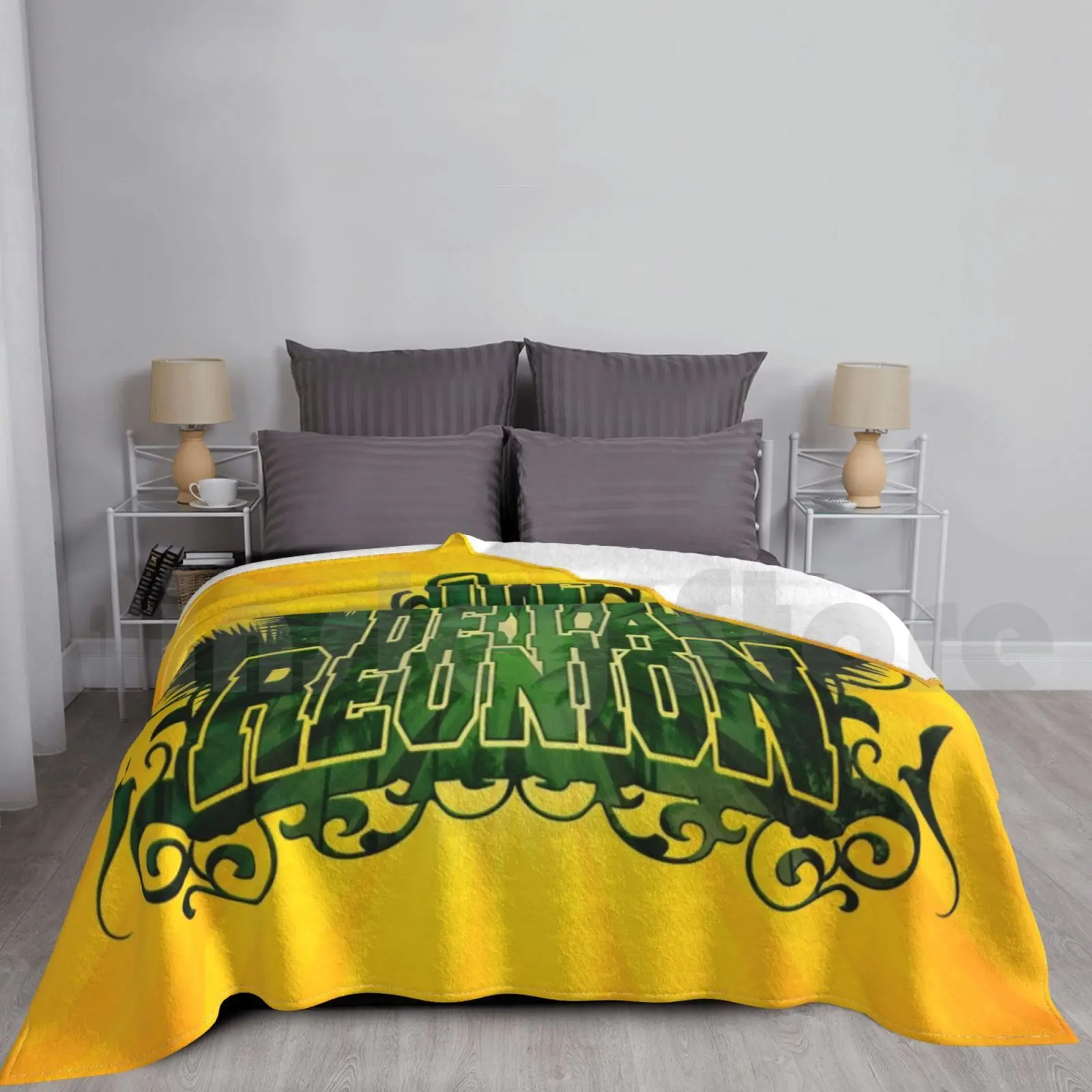 Reunion Island-Palm Green Blanket Fashion Custom 974 974 Reunion Island Reunionese Creole Neem Local Leetchi