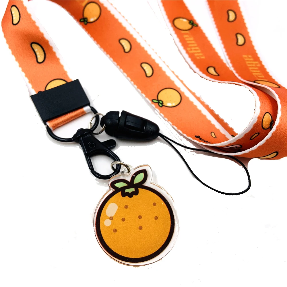 Kawaii Fruit Lanyard For Keys Cute Orange Phone Straps ID Card Pass Gym USB Badge Holder Keychain Lanyards Neck Straps