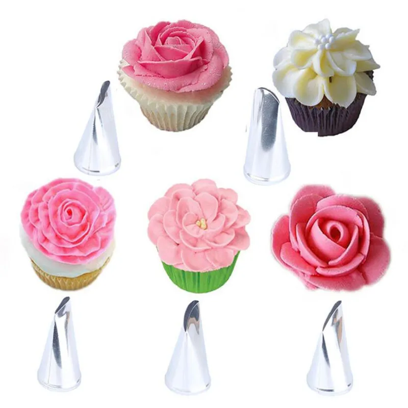 8PCS Rose Blatt Düse Kuchen Tipps Set Creme Dekoration Icing Piping Pastry Düsen Cupcake Dekorieren Werkzeug Backformen