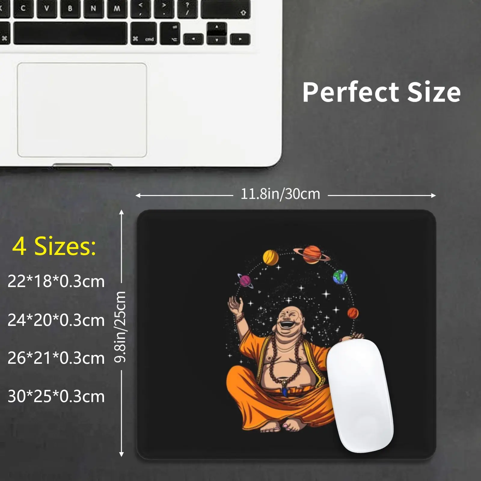 Buddha Juggling Space Planets Mouse Pad DIY Print Cushion Yoga Meditation Zen Spiritual Buddhism Buddhist Yoga