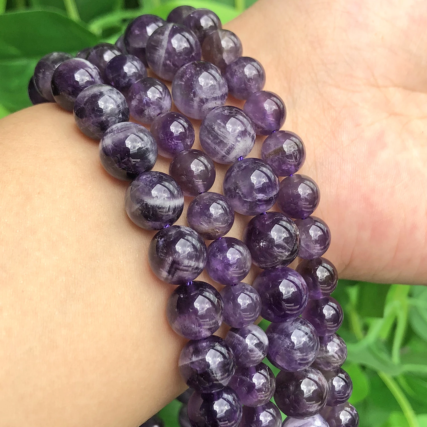 Natural Flower Purple Amethyst Round Stone Beads Loose Spacer Beads For Jewelry Making 4/6/8/10/12mm DIY Bracelet 15 inches