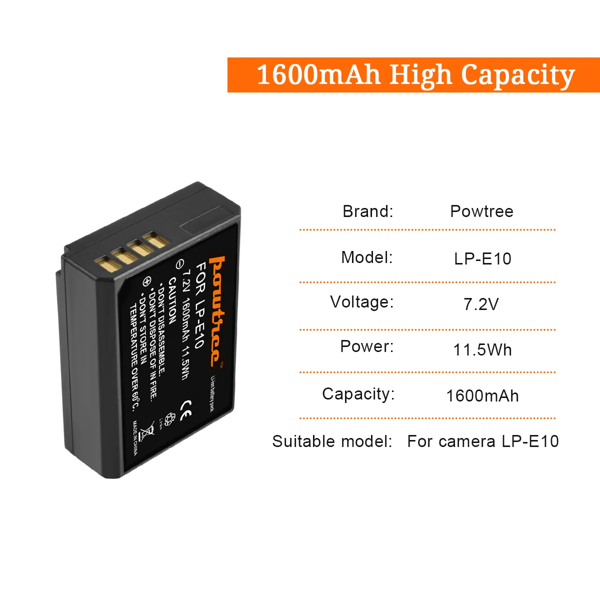 LP-E10 LPE10 LP E10 Digital Camera Battery for Canon EOS 1100D 1200D 1300D 2000D 4000D Rebel T3 T5 T6 KISS X50 X70 Battery