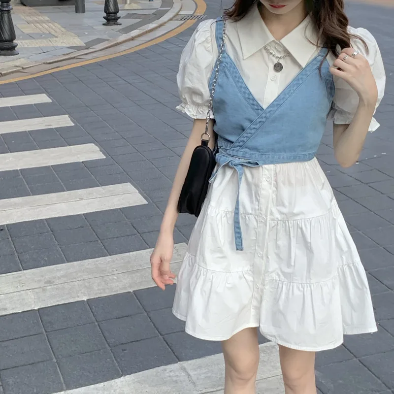 

Summer 2021 New Female Casual Gilet First Love White Dress Spring Small Skinny Meat Cover Suit Large Women's Skirt Fashion