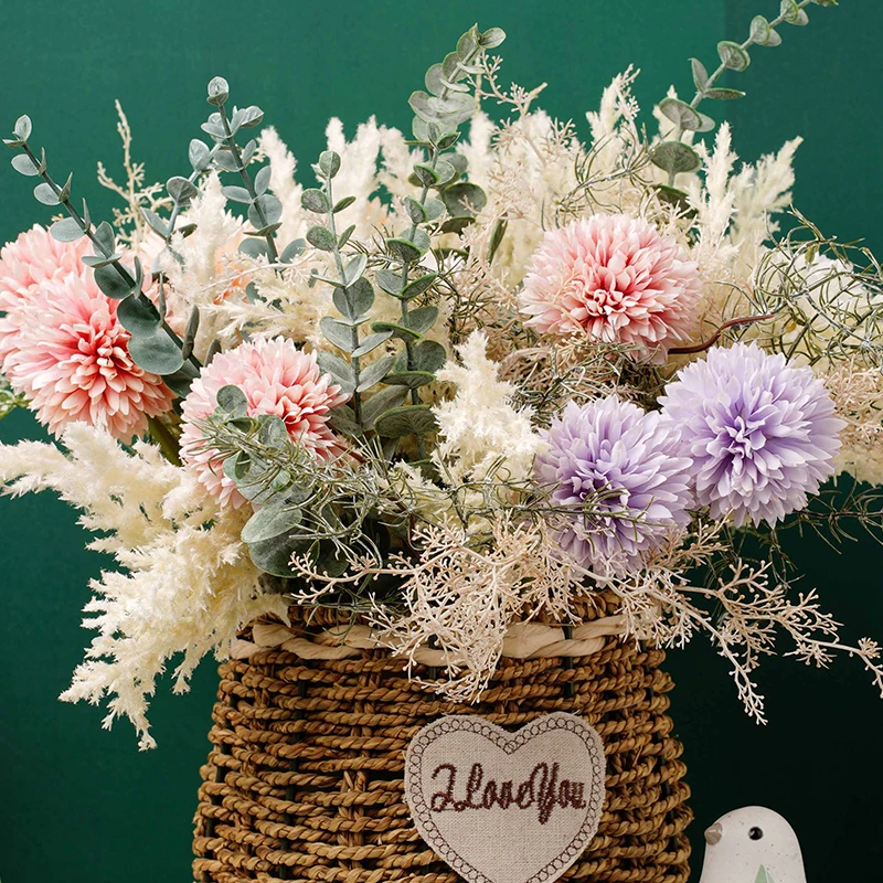 Artificial Dandelion Flowers Centerpieces for Tables Home Living Room Decor Fake Pampas Grass Wedding Arrangement Bridal Bouquet