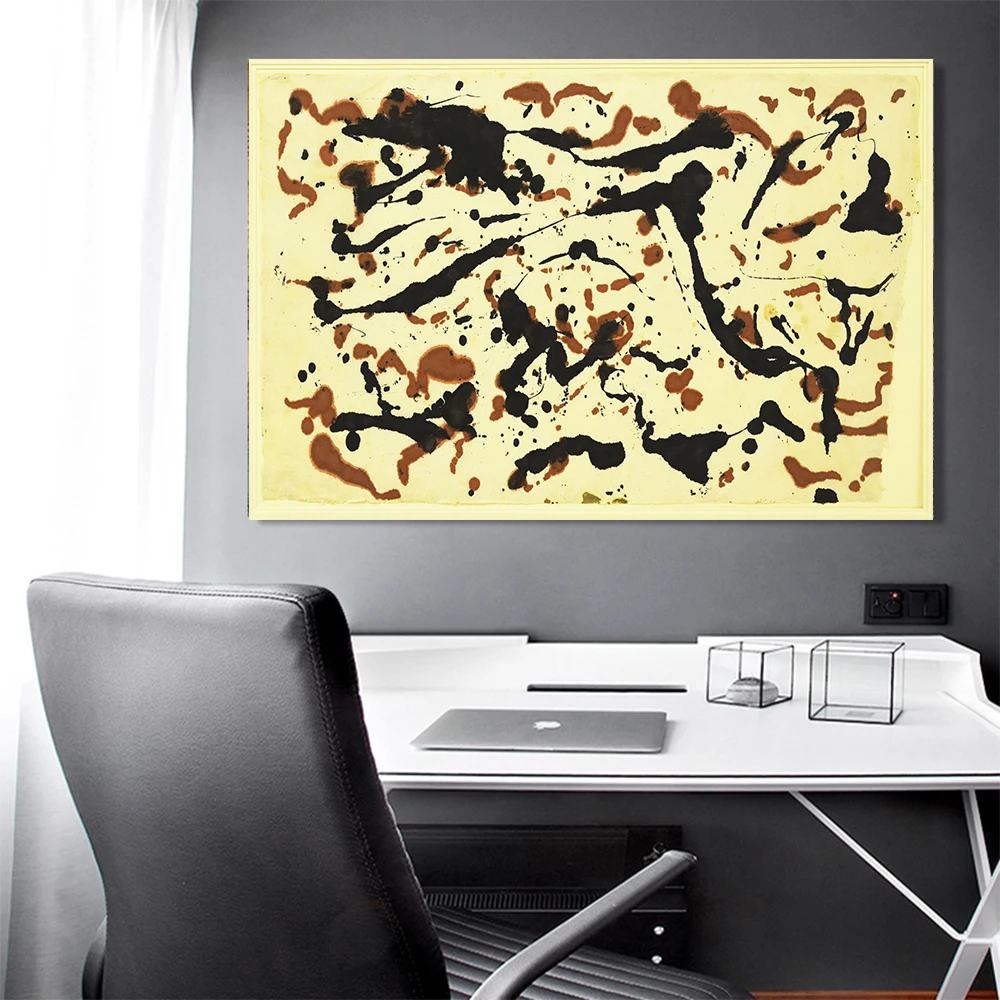 Citon Jackson Pollock《Untitled.3》Canvas Art Oil Painting World Famous Artwork Poster Picture Modern Wall Decor Home Decoration