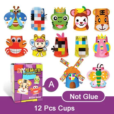 Children's 3D DIY Handmade Paper Cups Sticker Kit