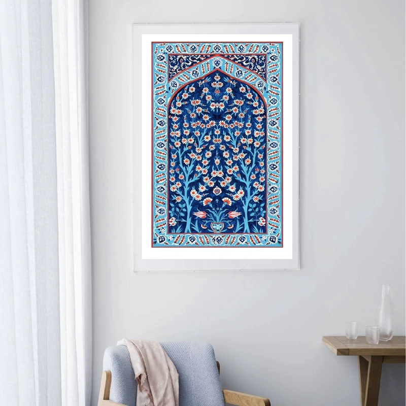 Turkish Tile Tree of Life Watercolor Painting Prints Traditional Ottoman Floral Wall Art Picture Canvas Poster Home Wall Decor