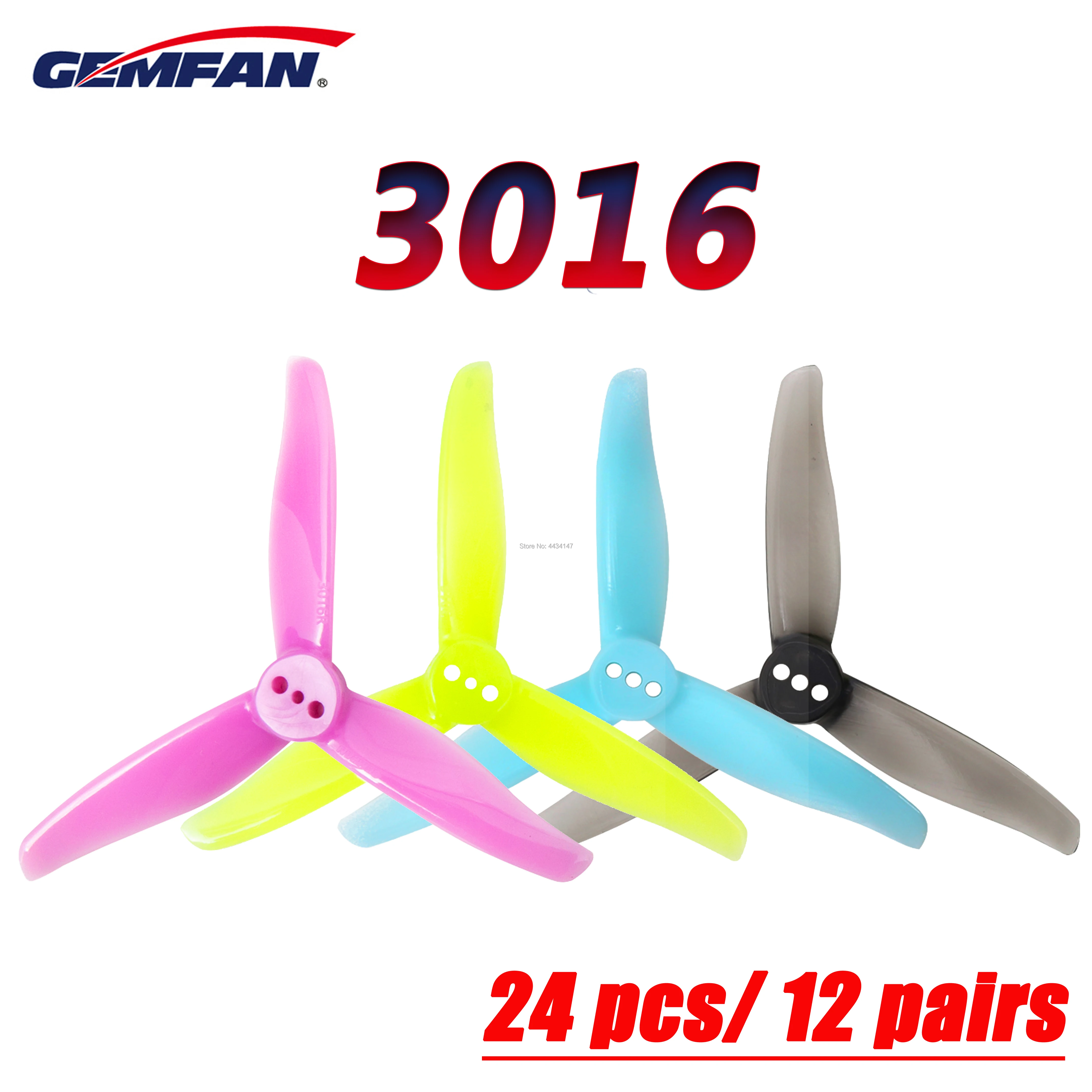 24 pcs/ 12 pairs Gemfan 3016 3inch 3-blade Propeller Props FPV 1.5mm/2mm Hole Propeller for Toothpick FPV Racing drone