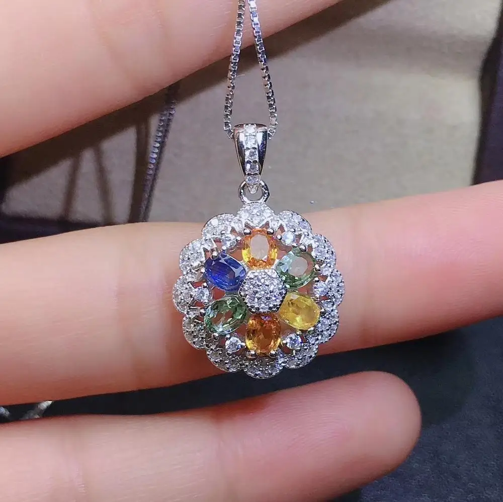 

KJJEAXCMY Женское ожерелье с подвеской из стерлингового серебра 925 пробы, инкрустированный натуральным цветным сапфиром, классические ювелирные изделия, поддержка теста, модное