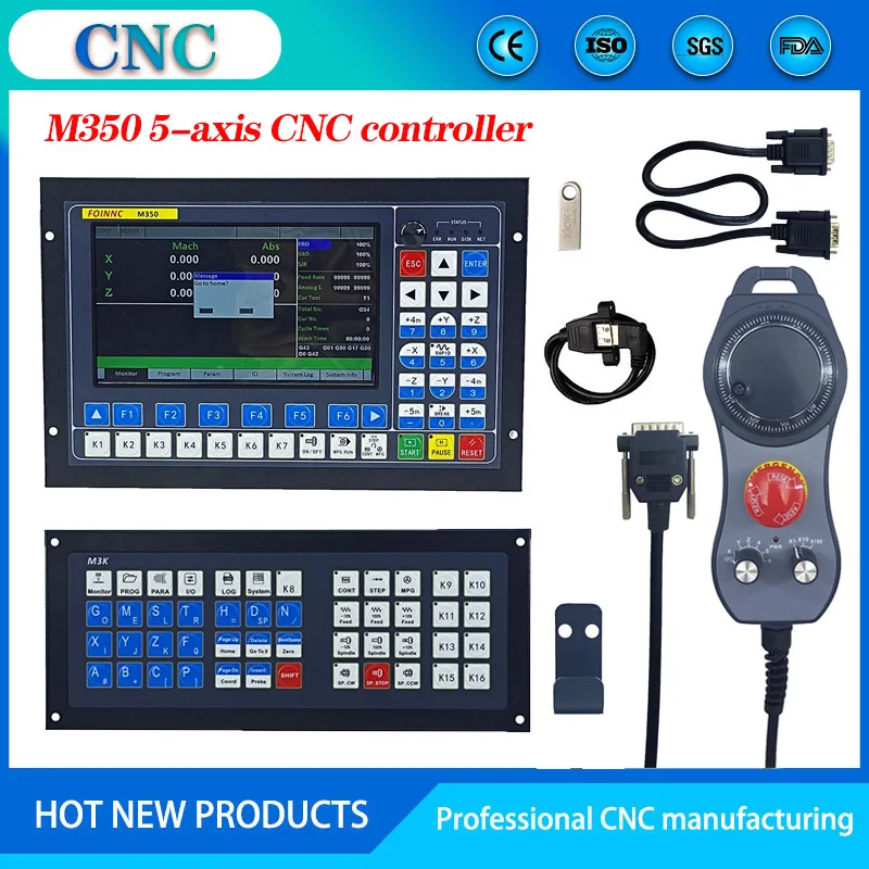 

Five-axis CNC system supports automatic tool chan ge, ATC multi-process processing, extended keyboard, emergency stop MPG M350