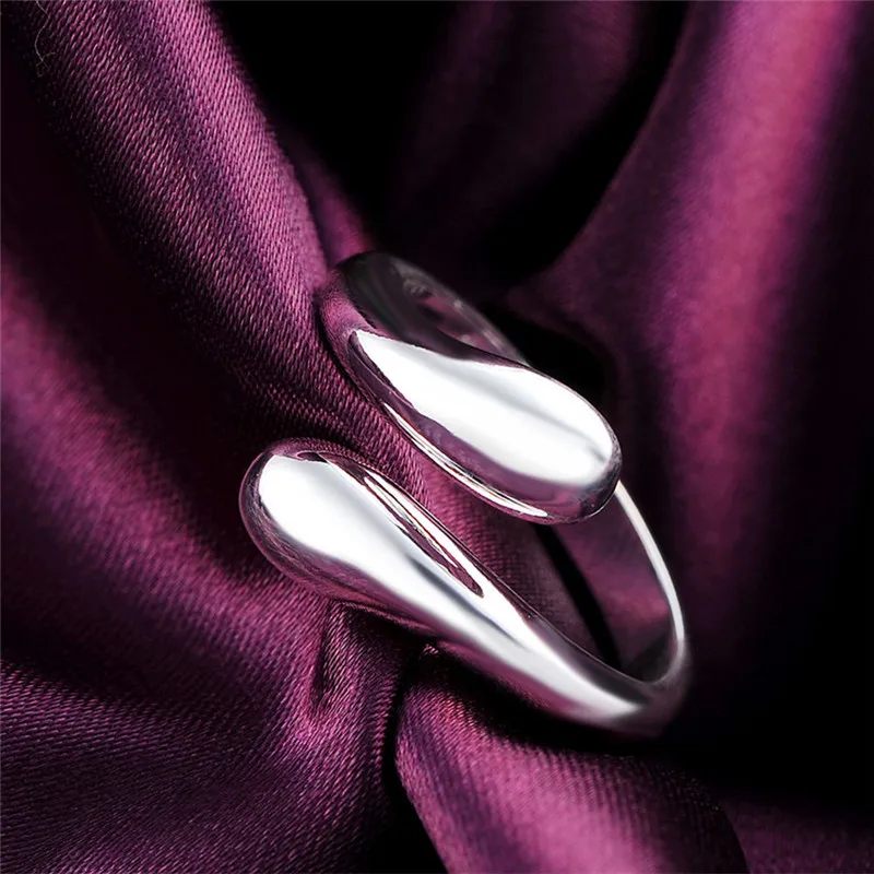 925 Sterling Silver Charm Opening Water Drop Ring For Woman Fashion Wedding Party Gift Jewelry