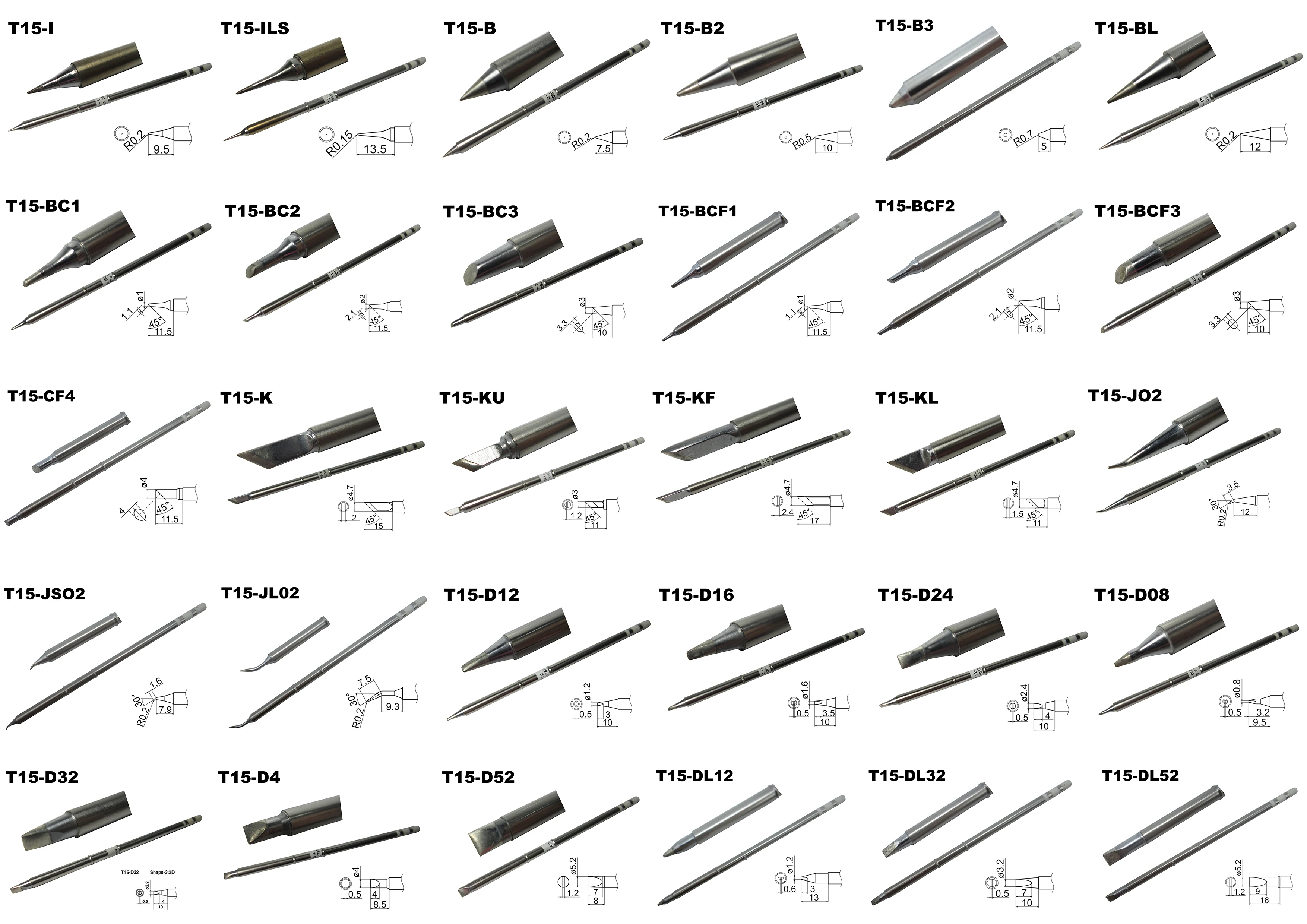 T15 Series Replacement Soldering Tip Fit HAKKO FM-203 FM-204 FM-206 FX-951 FX-950 FX-952 FX-9501 FM-2028 FM-2027 FM-2021