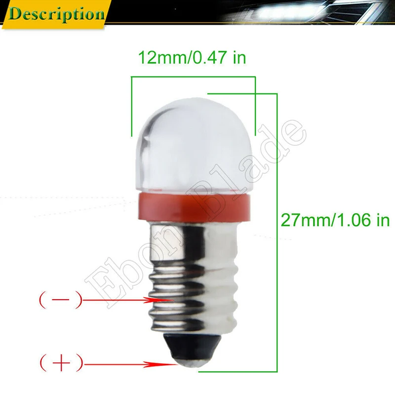 2x E10 Lamp 5050 SMD Led Bulb 6V 3V 12V DC 3 6 12 Volt Warm White Yellow Red Mes 1447 Screw Base Light For Torch Flashlight Bike