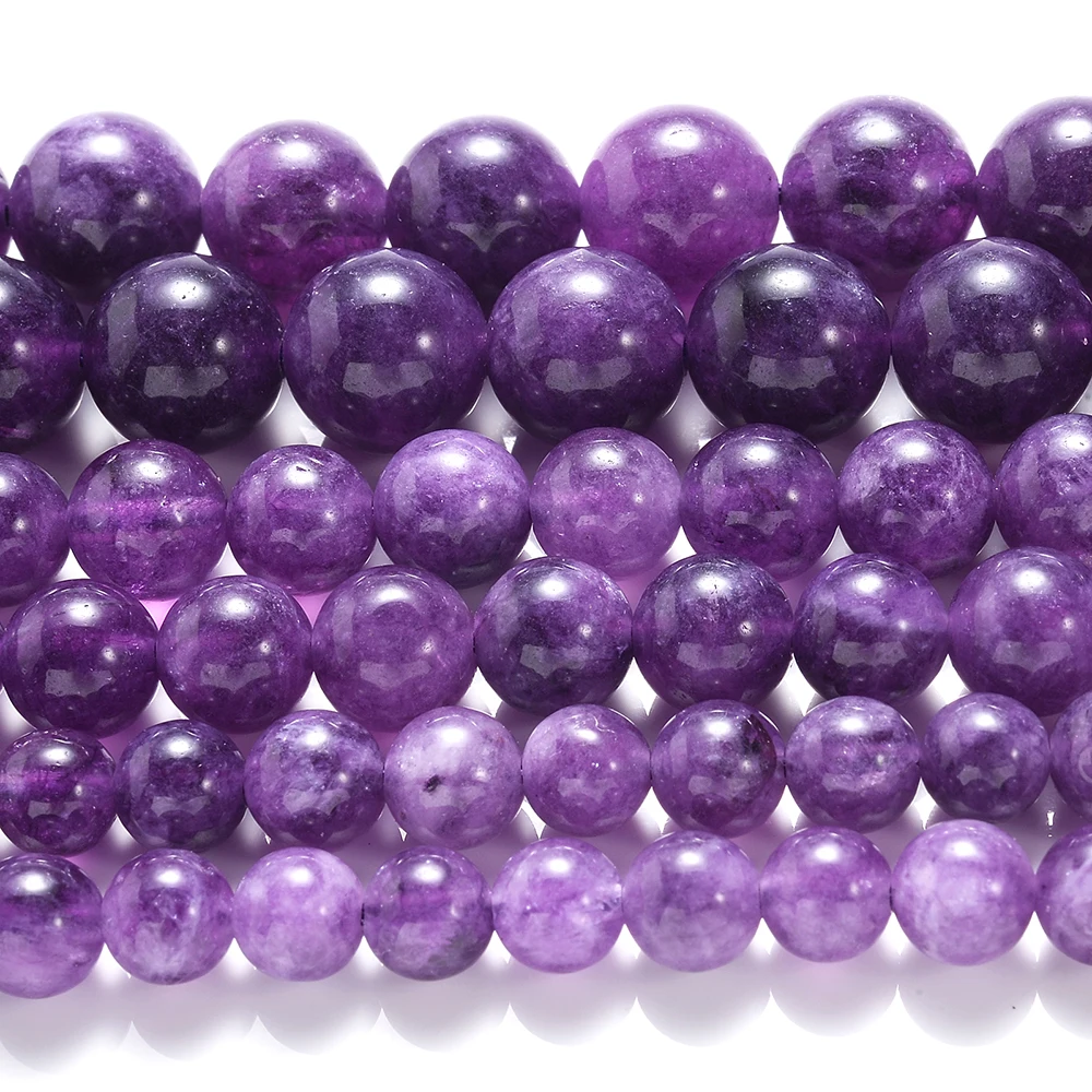 Natural Purple Crystal Stone Beads Round Loose Spacer Bead for Jewelry Making DIY Charm Bracelet NecklaceAccessories 6/8/10mm