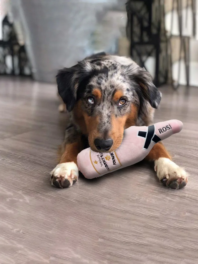 Designer Dog toy | Luxury Dog Toys Chewy Vuitton PUPPI TOY Unique Squeaky Plush Dog Toys Pink Rose Bottle Squeaky Toys