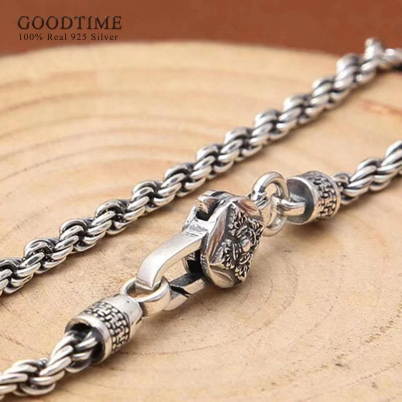 Bracelet For Men 100% 925 Sterling Silver Jewelry Accessories Vintage Thai Silver Bracelet Chain Link Anniversary Gift For Lover