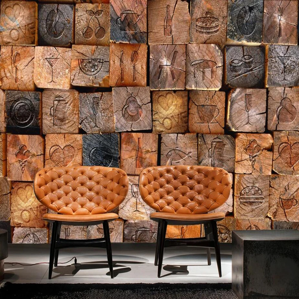 

Custom large 3D wallpaper mural retro nostalgic 3D wood block wood grain background wall decoration mural wallpaper
