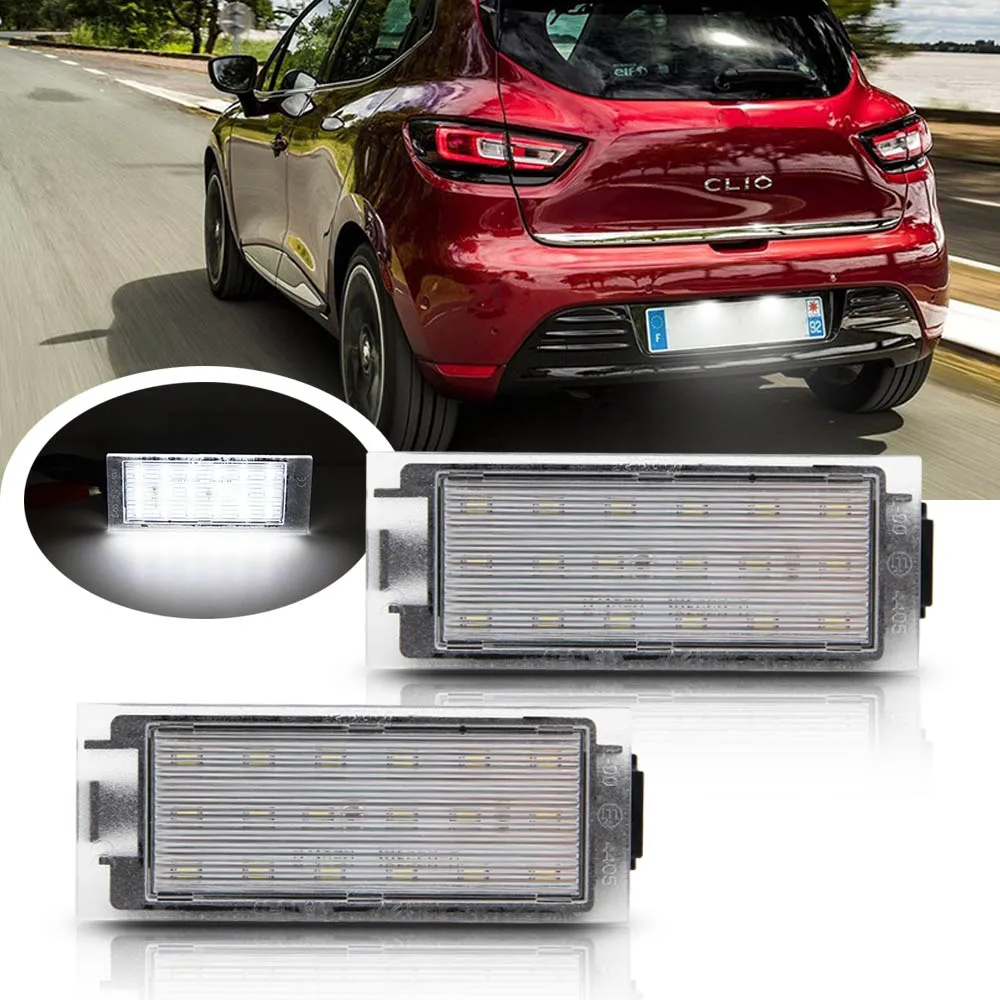 2X LED License Number Plate Light For Renault Kangoo Bebop Express Laguna III BTO Megane CC MK3 Twingo CNO Wind Tag Lamp