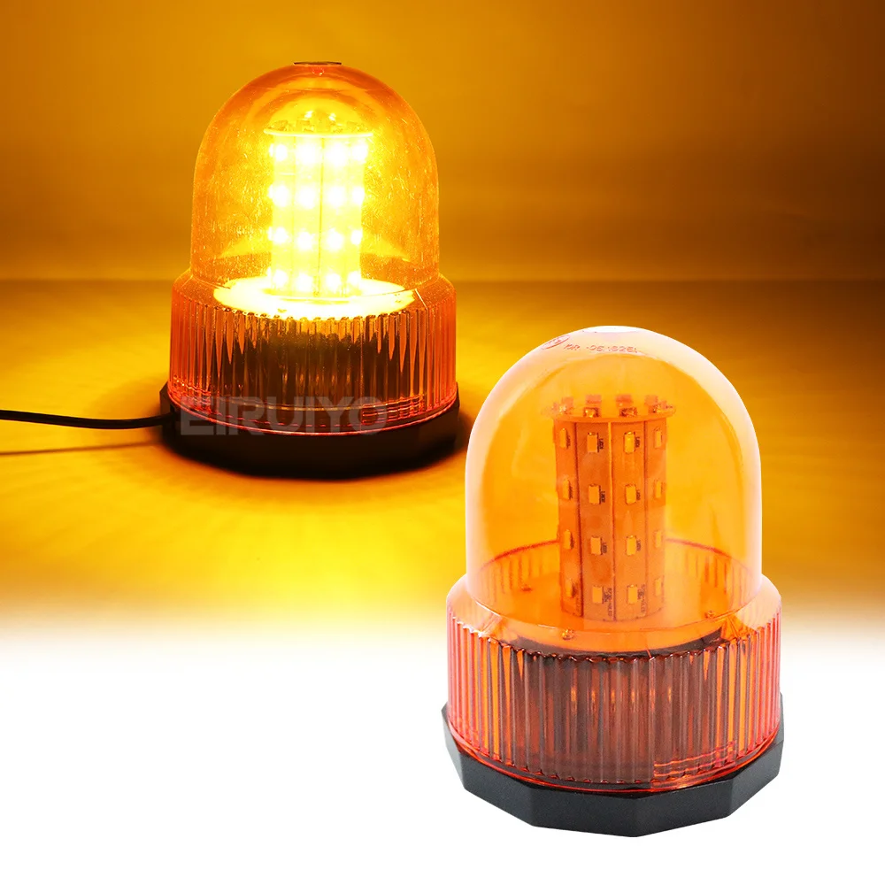 12V 24V 40 SMD LED Beacon Warning Signal Light for Car Truck Tractor Amber Blue Red Rotating Flash Emergency Strobe Lamp