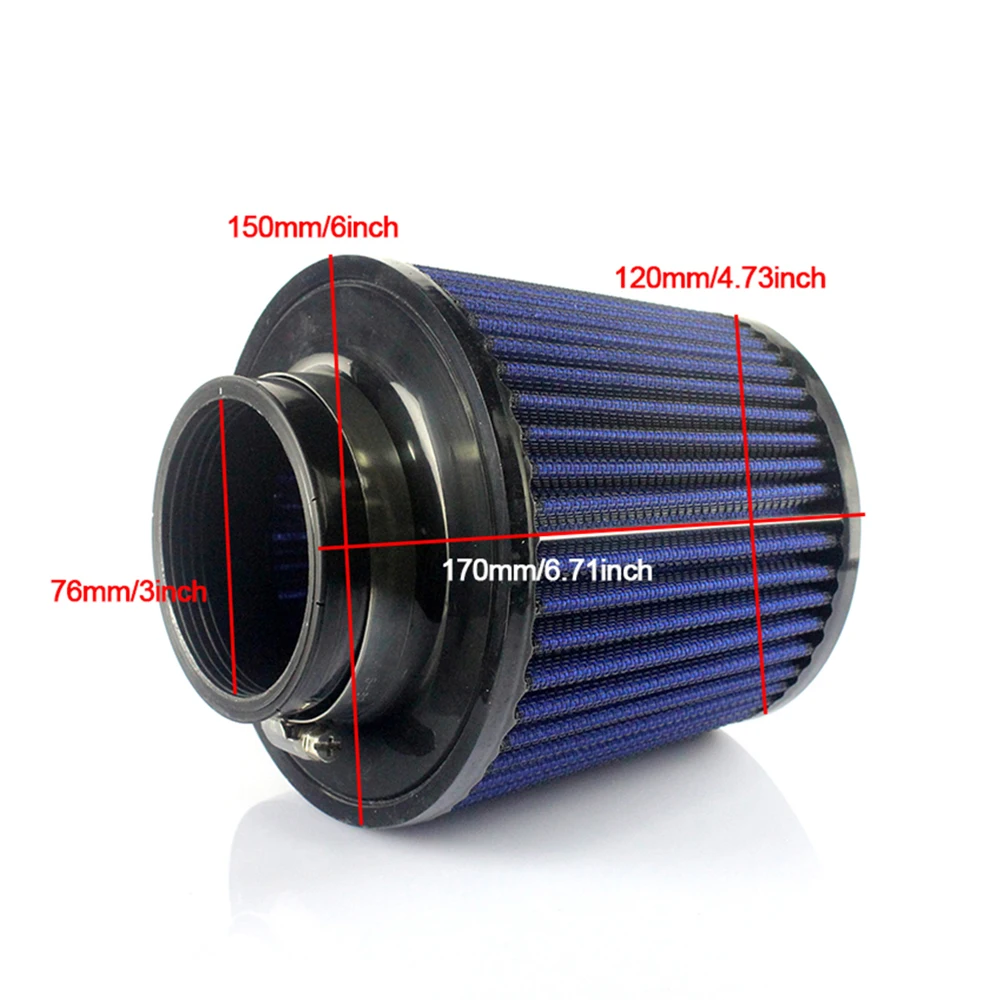 R-EP Car Air Filter 76mm Intake Filters 3inch Universal High Performance Car Air purifier High Flow Washable for Cold Air Intake