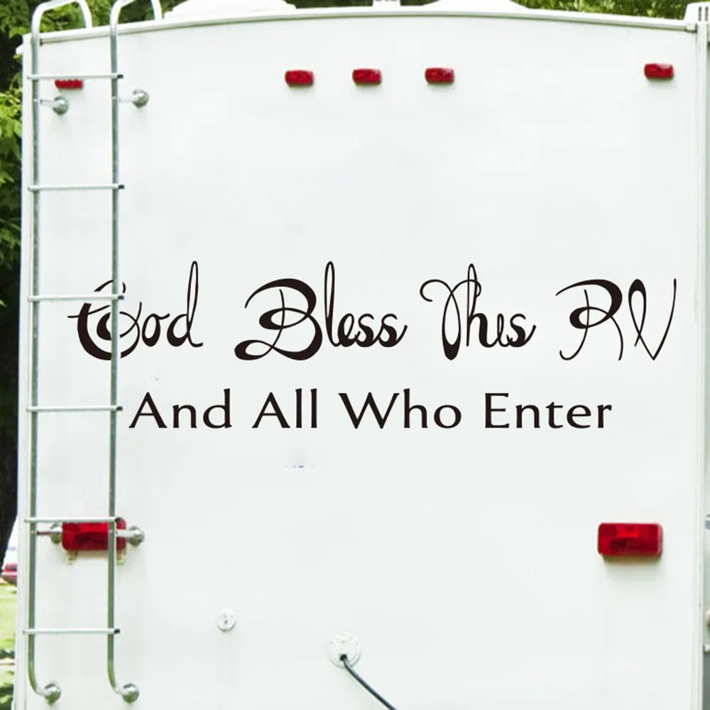 God Bless This RV and All Who Enter Camper Decal Sticker SUV Motorhome Welcome Quote Home Decor