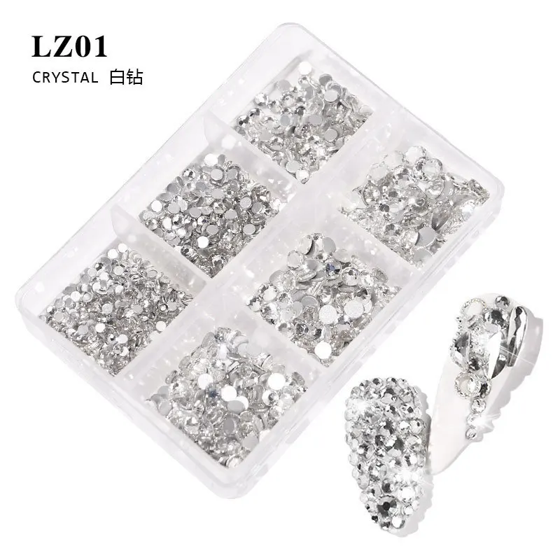 

1200pcs Mix Sizes Glass Crystal Non Hot Fix Rhinestone Set Flatback 3D Crystal Nail art Rhinestones Decorations For Nails